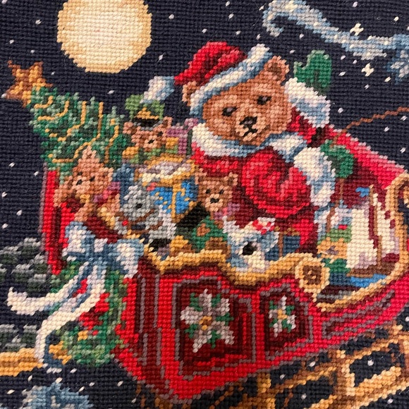 Bear Santa Claus RL Inspired Bear Needlepoint Pillow Cover New - Picture 2 of 5